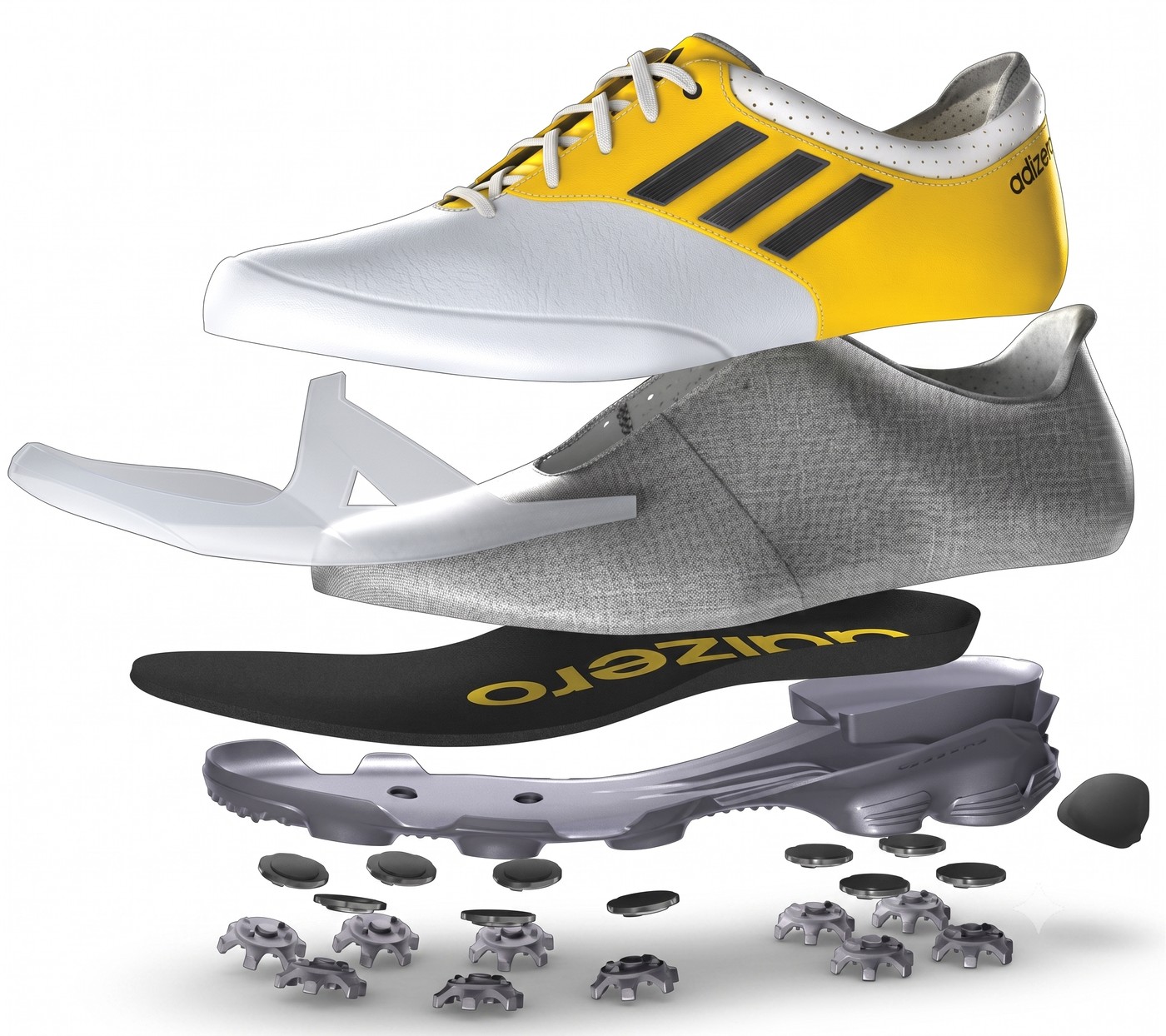 The adizero shoe deconstructed — every layer, only what's essential