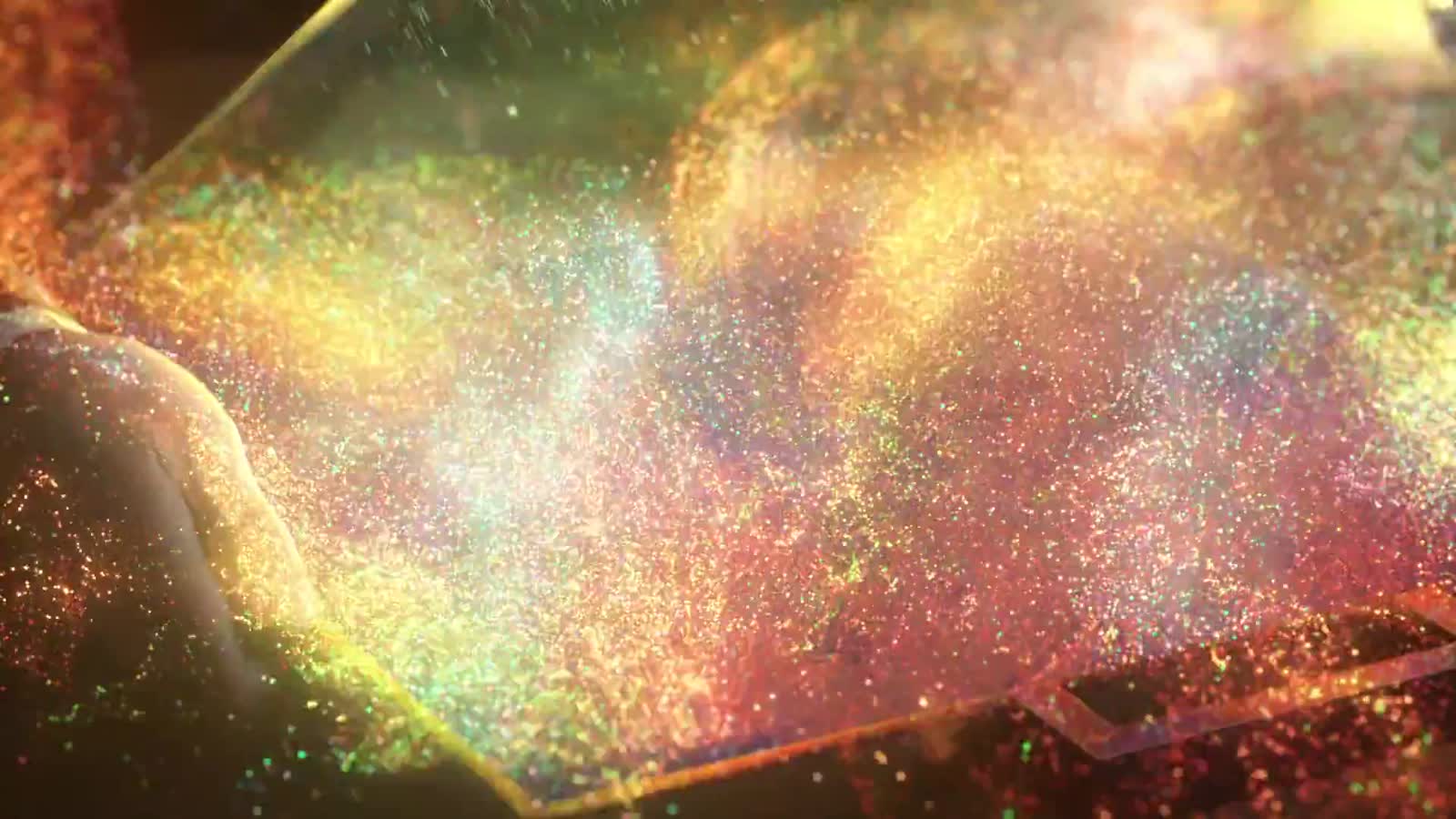 The OLED TV forming out of a burst of colour
